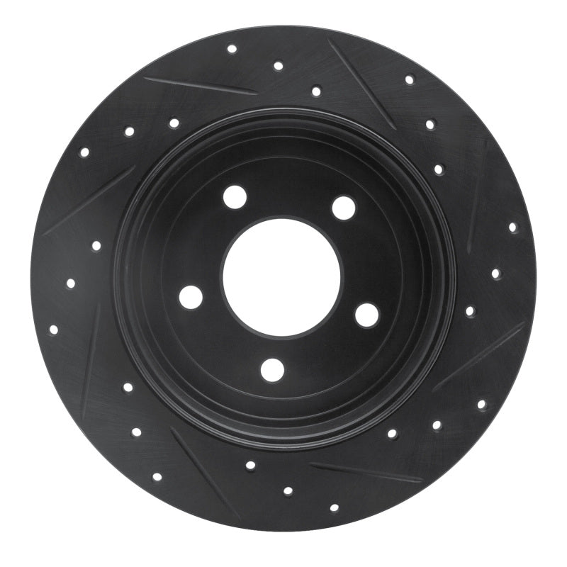 R1 05-08 Ford Escape Rear Left Drilled & Slotted Black Brake Rotor-Brake Rotors - Slot & Drilled-Grocery Getter Performance
