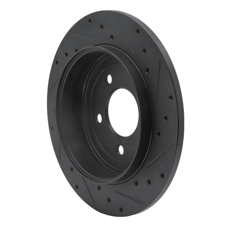 R1 05-08 Ford Escape Rear Left Drilled & Slotted Black Brake Rotor-Brake Rotors - Slot & Drilled-Grocery Getter Performance