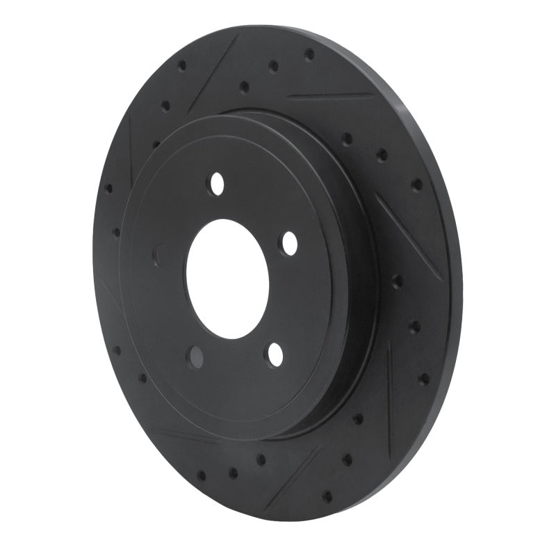 R1 05-08 Ford Escape Rear Left Drilled & Slotted Black Brake Rotor-Brake Rotors - Slot & Drilled-Grocery Getter Performance