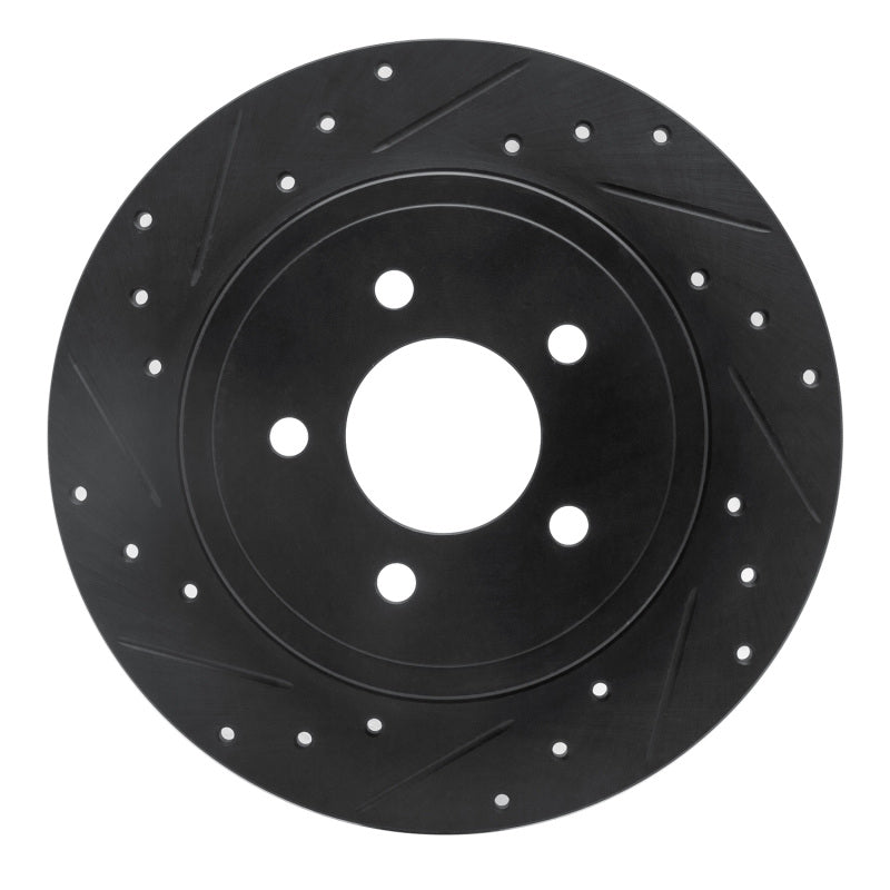 R1 05-08 Ford Escape Rear Left Drilled & Slotted Black Brake Rotor-Brake Rotors - Slot & Drilled-Grocery Getter Performance