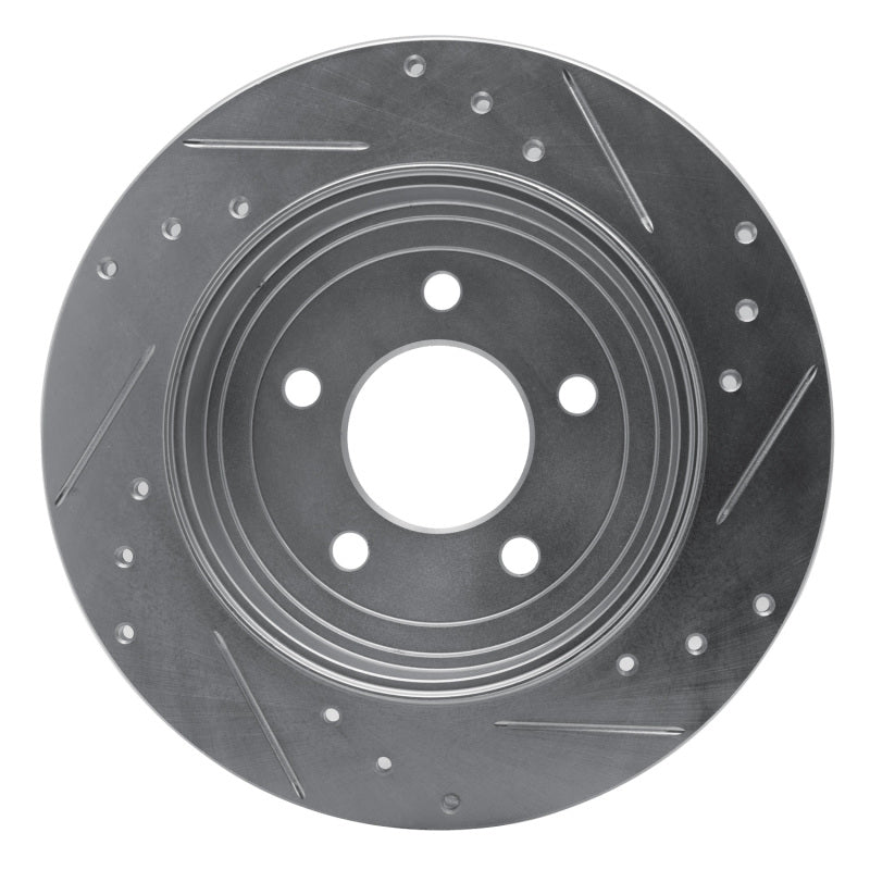 R1 05-08 Ford Escape Rear Left Drilled & Slotted Silver Brake Rotor-Brake Rotors - Slot & Drilled-Grocery Getter Performance