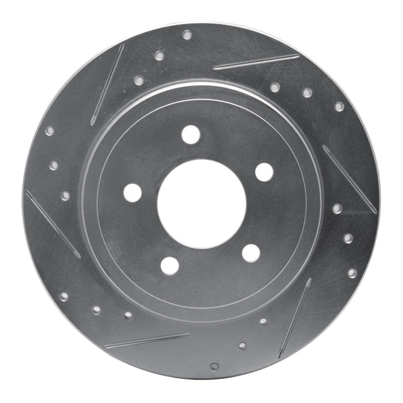 R1 05-08 Ford Escape Rear Left Drilled & Slotted Silver Brake Rotor-Brake Rotors - Slot & Drilled-Grocery Getter Performance