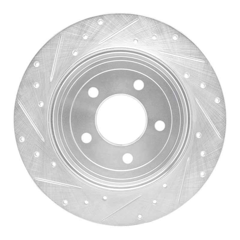 R1 05-08 Ford Escape Rear Right Drilled & Slotted Silver Brake Rotor-Brake Rotors - Slot & Drilled-Grocery Getter Performance