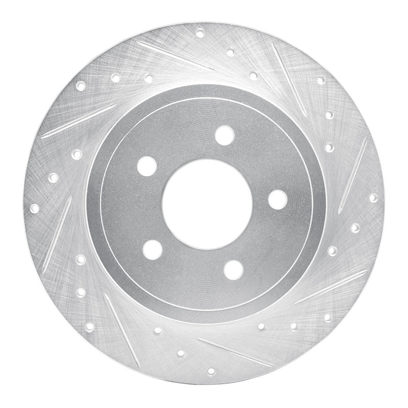 R1 05-08 Ford Escape Rear Right Drilled & Slotted Silver Brake Rotor-Brake Rotors - Slot & Drilled-Grocery Getter Performance