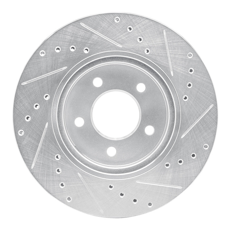 R1 05-12 Ford Escape Front Left Drilled & Slotted Silver Brake Rotor-Brake Rotors - Slot & Drilled-Grocery Getter Performance