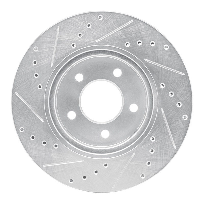 R1 05-12 Ford Escape Front Right Drilled & Slotted Silver Brake Rotor-Brake Rotors - Slot & Drilled-Grocery Getter Performance
