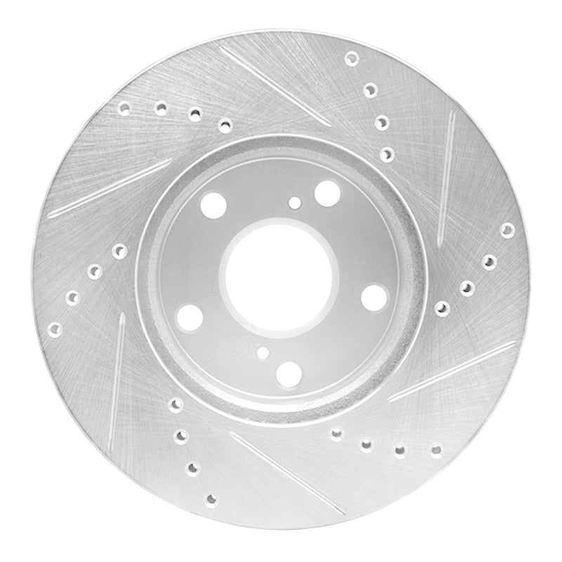 R1 05-15 Toyota Tacoma Front Left Drilled & Slotted Silver Brake Rotor-Brake Rotors - Slot & Drilled-Grocery Getter Performance