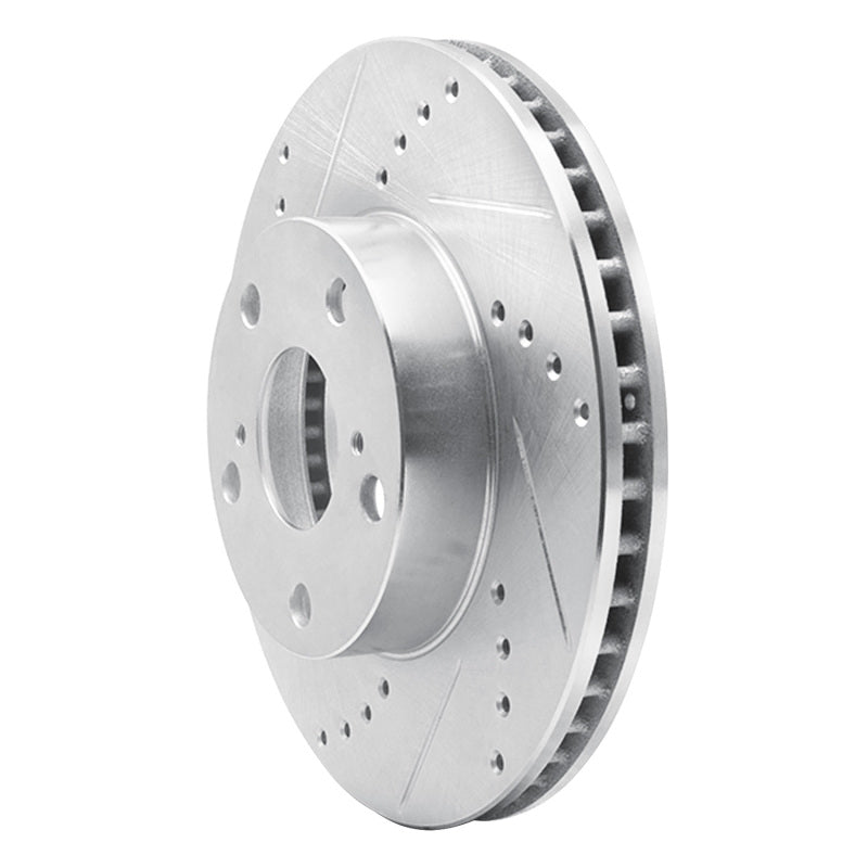 R1 05-15 Toyota Tacoma Front Left Drilled & Slotted Silver Brake Rotor-Brake Rotors - Slot & Drilled-Grocery Getter Performance