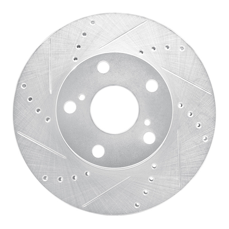 R1 05-15 Toyota Tacoma Front Left Drilled & Slotted Silver Brake Rotor-Brake Rotors - Slot & Drilled-Grocery Getter Performance