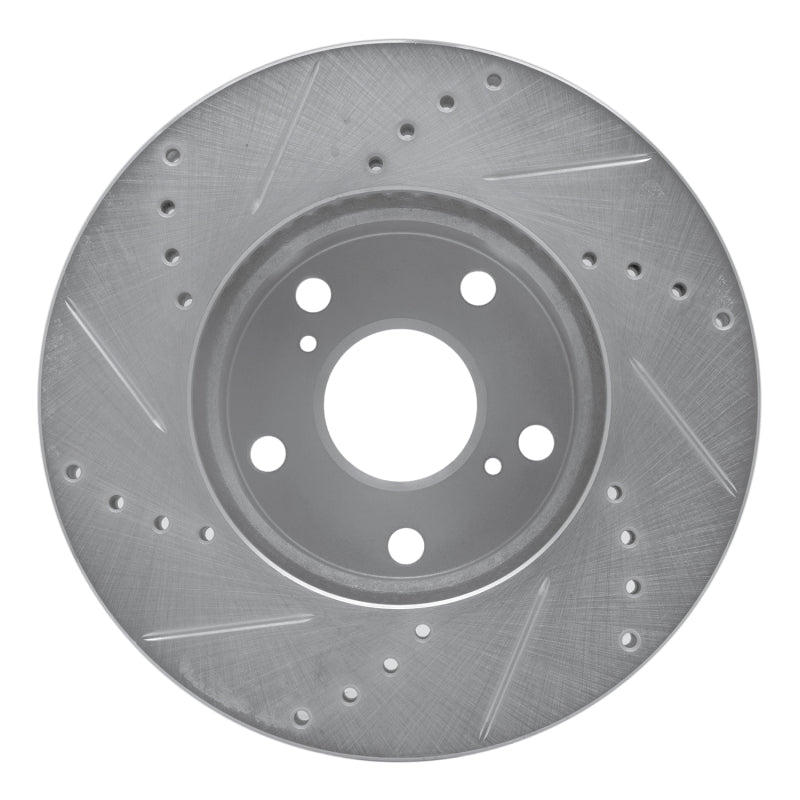 R1 05-15 Toyota Tacoma Front Right Drilled & Slotted Silver Brake Rotor-Brake Rotors - Slot & Drilled-Grocery Getter Performance