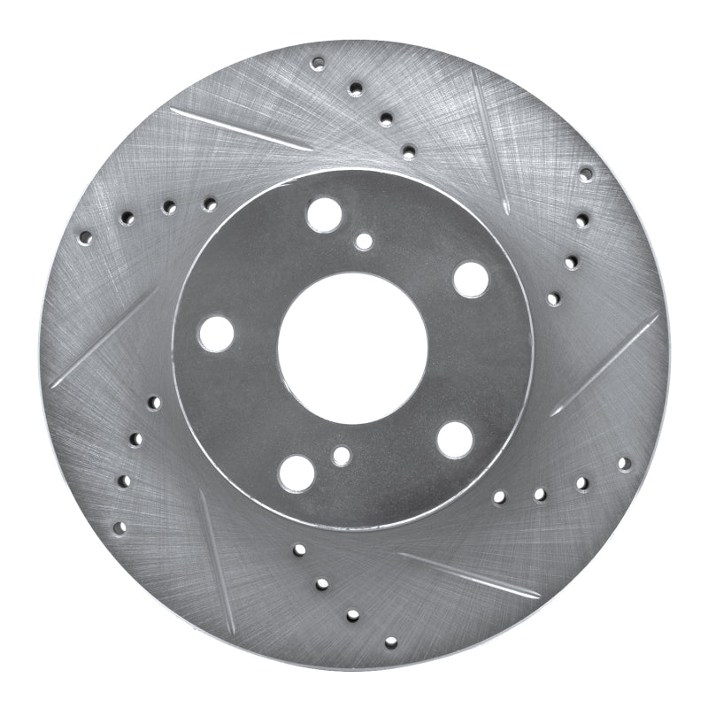 R1 05-15 Toyota Tacoma Front Right Drilled & Slotted Silver Brake Rotor-Brake Rotors - Slot & Drilled-Grocery Getter Performance