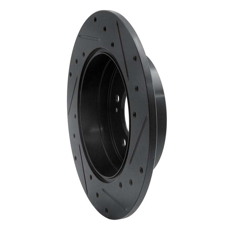 R1 05-20 Hyundai Azera Rear Left Drilled & Slotted Black Brake Rotor-Brake Rotors - Slot & Drilled-Grocery Getter Performance