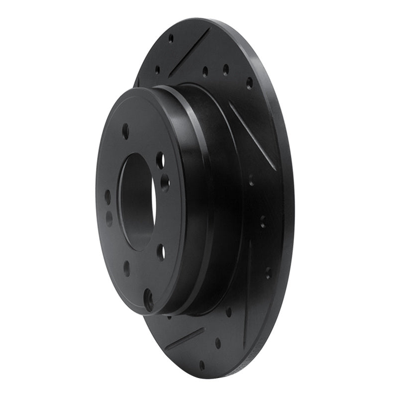 R1 05-20 Hyundai Azera Rear Left Drilled & Slotted Black Brake Rotor-Brake Rotors - Slot & Drilled-Grocery Getter Performance