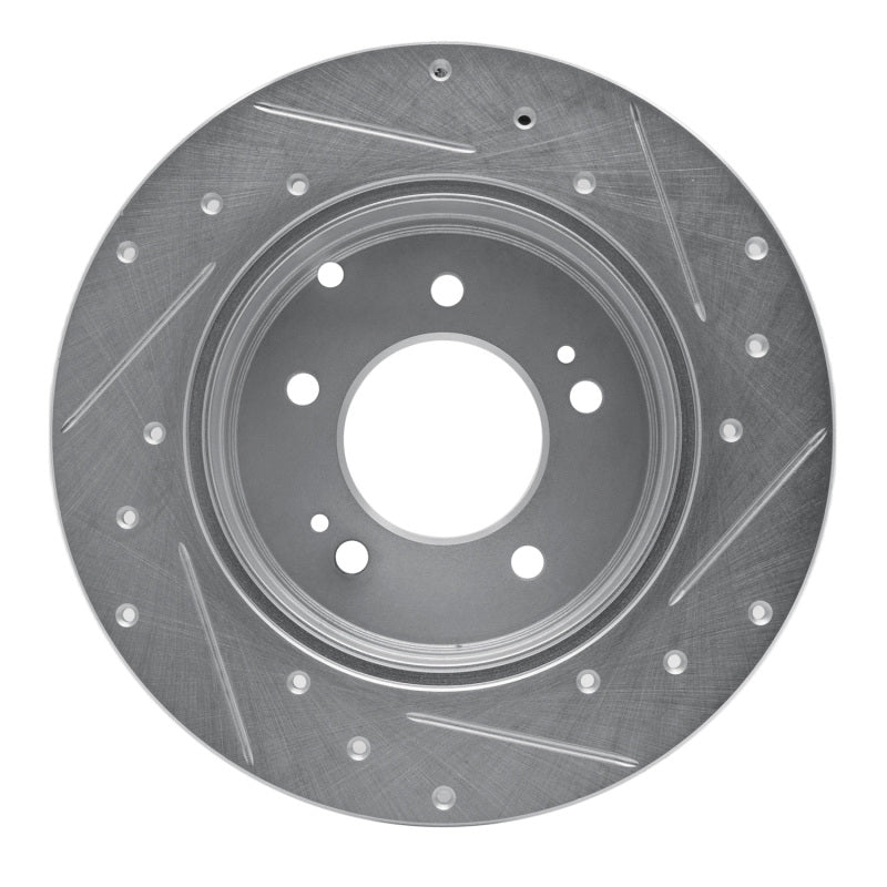 R1 05-20 Hyundai TUCSON Rear Left Drilled & Slotted Silver Brake Rotor-Brake Rotors - Slot & Drilled-Grocery Getter Performance