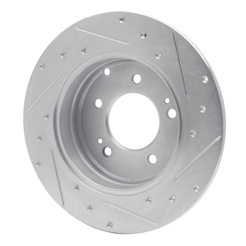 R1 05-20 Hyundai TUCSON Rear Left Drilled & Slotted Silver Brake Rotor-Brake Rotors - Slot & Drilled-Grocery Getter Performance