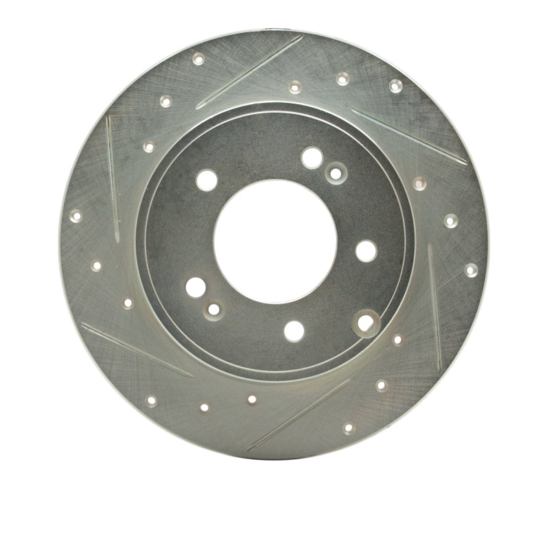 R1 05-20 Hyundai TUCSON Rear Left Drilled & Slotted Silver Brake Rotor-Brake Rotors - Slot & Drilled-Grocery Getter Performance