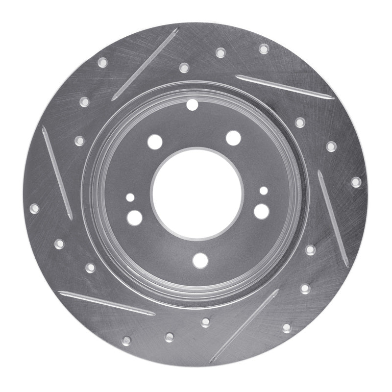 R1 05-20 Hyundai TUCSON Rear Right Drilled & Slotted Silver Brake Rotor-Brake Rotors - Slot & Drilled-Grocery Getter Performance