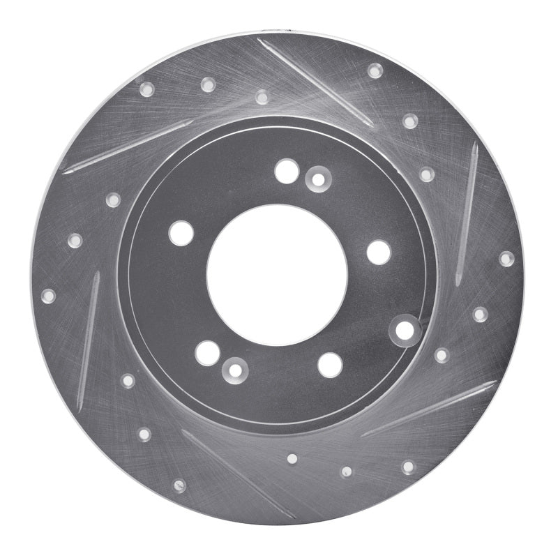 R1 05-20 Hyundai TUCSON Rear Right Drilled & Slotted Silver Brake Rotor-Brake Rotors - Slot & Drilled-Grocery Getter Performance