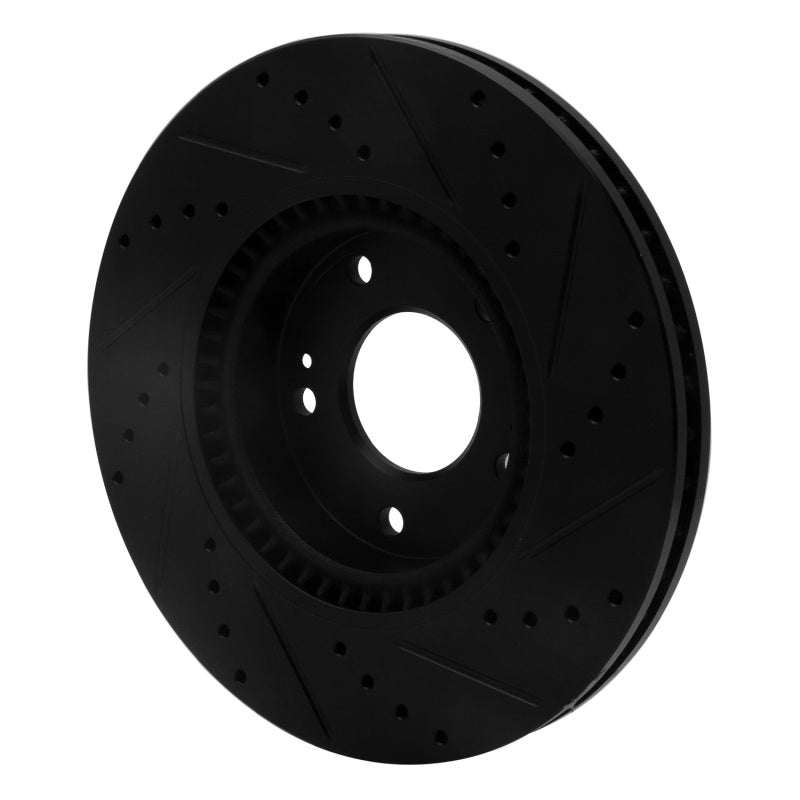 R1 05-24 Hyundai CRETA (Mexico) Front Left Drilled & Slotted Black Brake Rotor-Brake Rotors - Slot & Drilled-Grocery Getter Performance