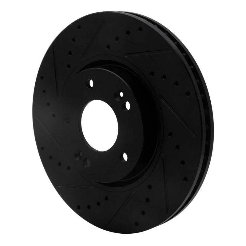 R1 05-24 Hyundai CRETA (Mexico) Front Left Drilled & Slotted Black Brake Rotor-Brake Rotors - Slot & Drilled-Grocery Getter Performance