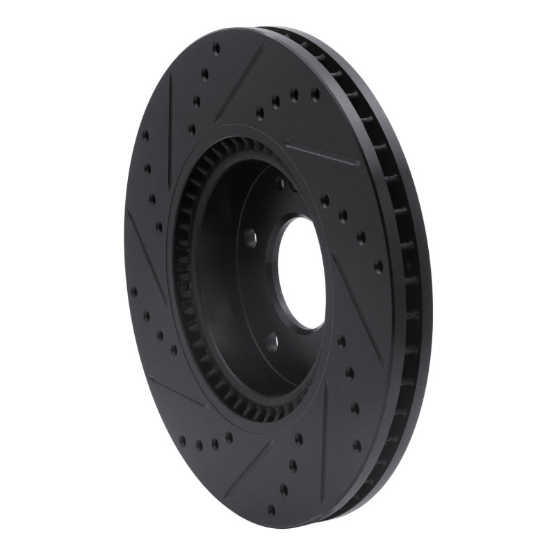 R1 05-24 Hyundai Tucson Front Right Drilled & Slotted Black Brake Rotor-Brake Rotors - Slot & Drilled-Grocery Getter Performance