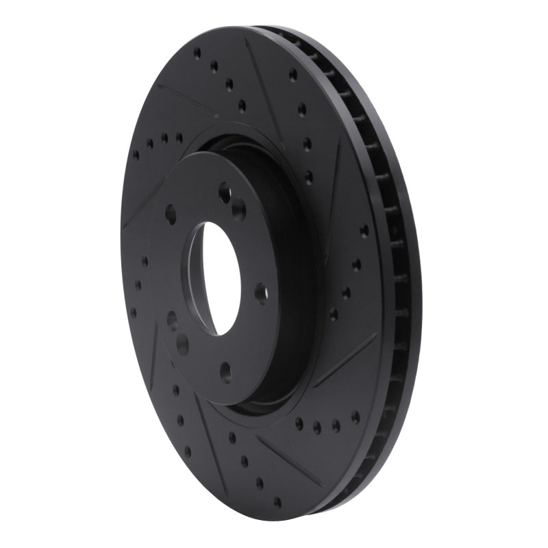 R1 05-24 Hyundai Tucson Front Right Drilled & Slotted Black Brake Rotor-Brake Rotors - Slot & Drilled-Grocery Getter Performance