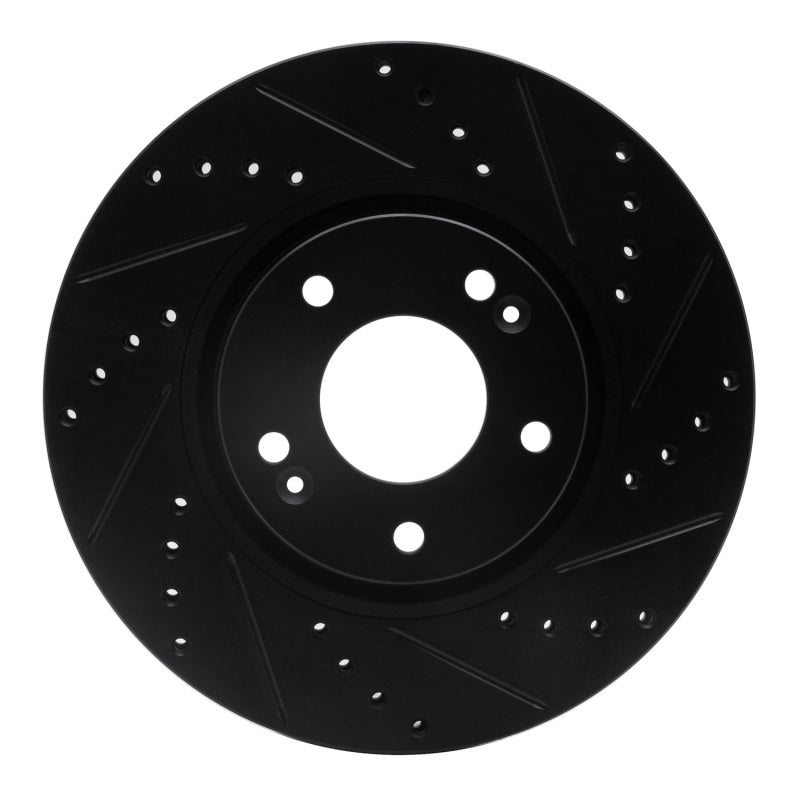 R1 05-24 Hyundai Tucson Front Right Drilled & Slotted Black Brake Rotor-Brake Rotors - Slot & Drilled-Grocery Getter Performance