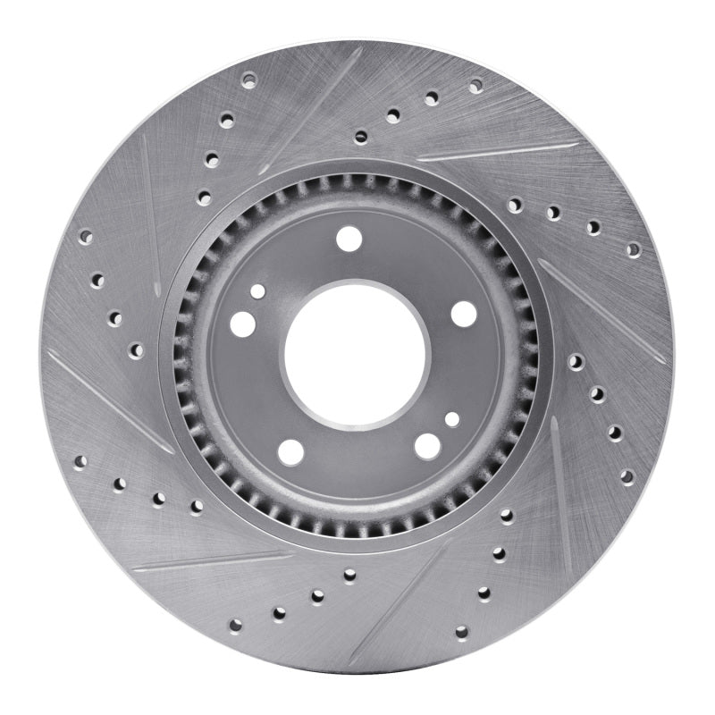 R1 05-24 Hyundai TUCSON Front Right Drilled & Slotted Silver Brake Rotor-Brake Rotors - Slot & Drilled-Grocery Getter Performance