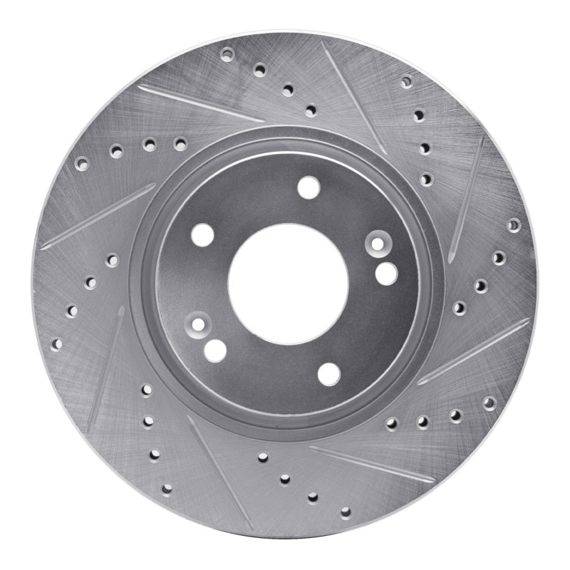 R1 05-24 Hyundai TUCSON Front Right Drilled & Slotted Silver Brake Rotor-Brake Rotors - Slot & Drilled-Grocery Getter Performance