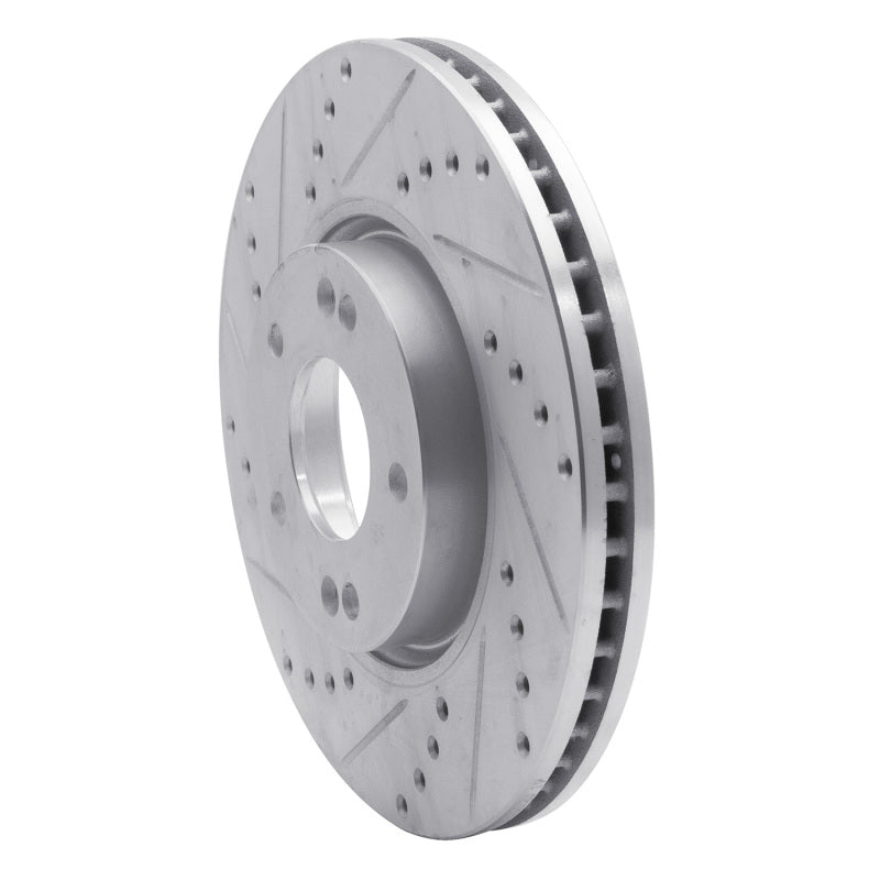 R1 05-24 Hyundai Veloster Front Left Drilled & Slotted Silver Brake Rotor-Brake Rotors - Slot & Drilled-Grocery Getter Performance
