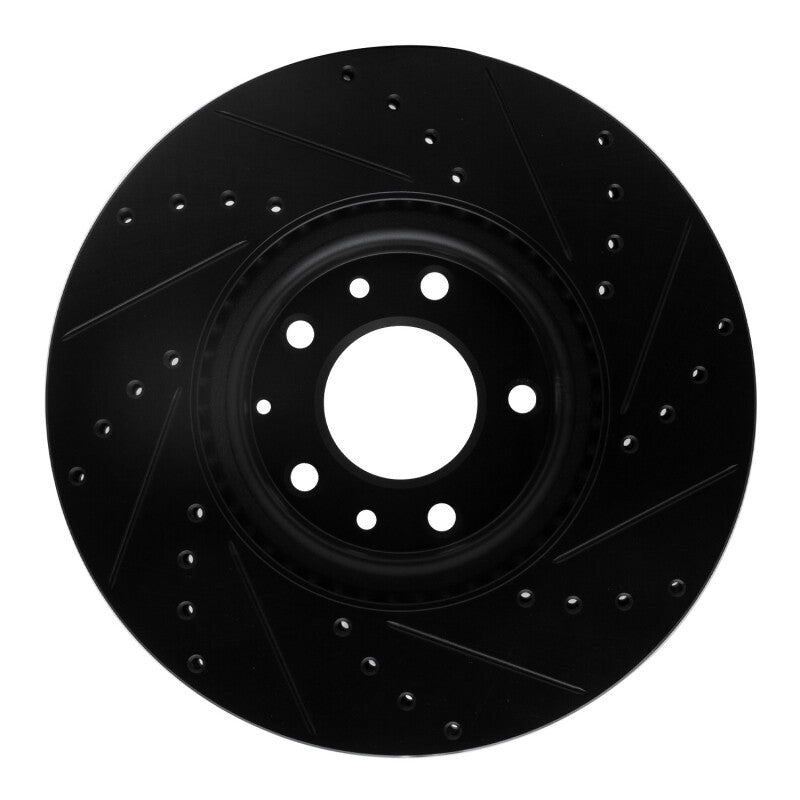 R1 06-07 Mazda 6 Front Left Drilled & Slotted Black Brake Rotor-Brake Rotors - Slot & Drilled-Grocery Getter Performance