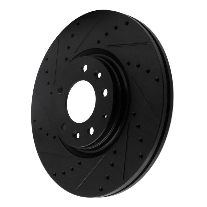 R1 06-07 Mazda 6 Front Left Drilled & Slotted Black Brake Rotor-Brake Rotors - Slot & Drilled-Grocery Getter Performance
