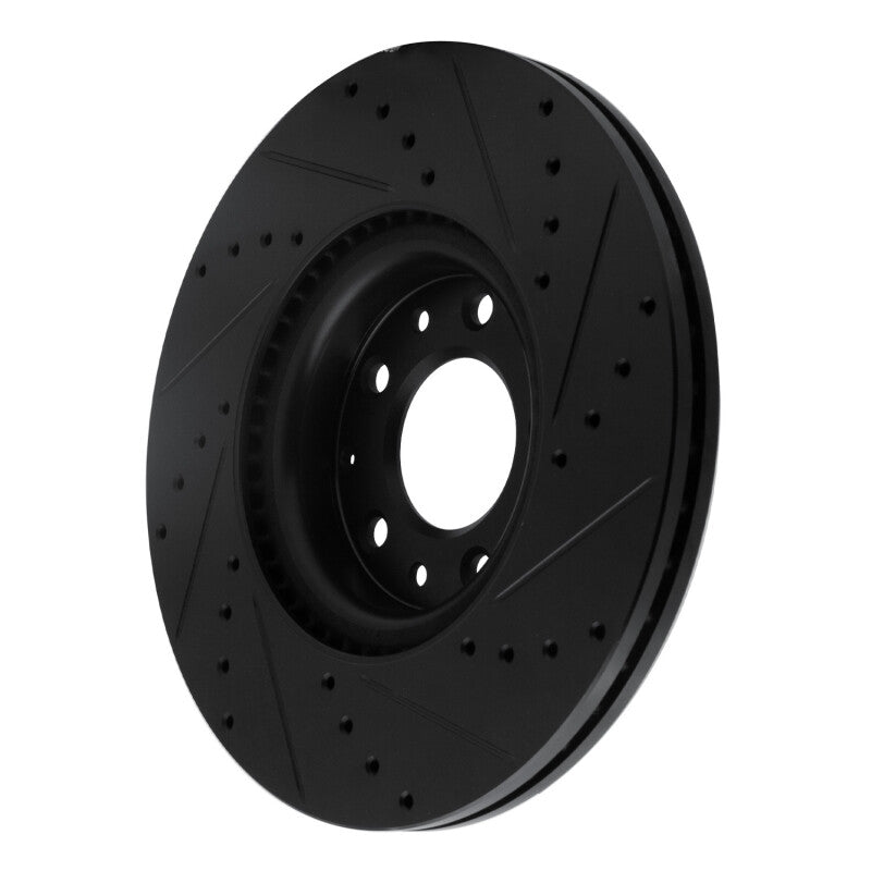 R1 06-07 Mazda 6 Front Left Drilled & Slotted Black Brake Rotor-Brake Rotors - Slot & Drilled-Grocery Getter Performance