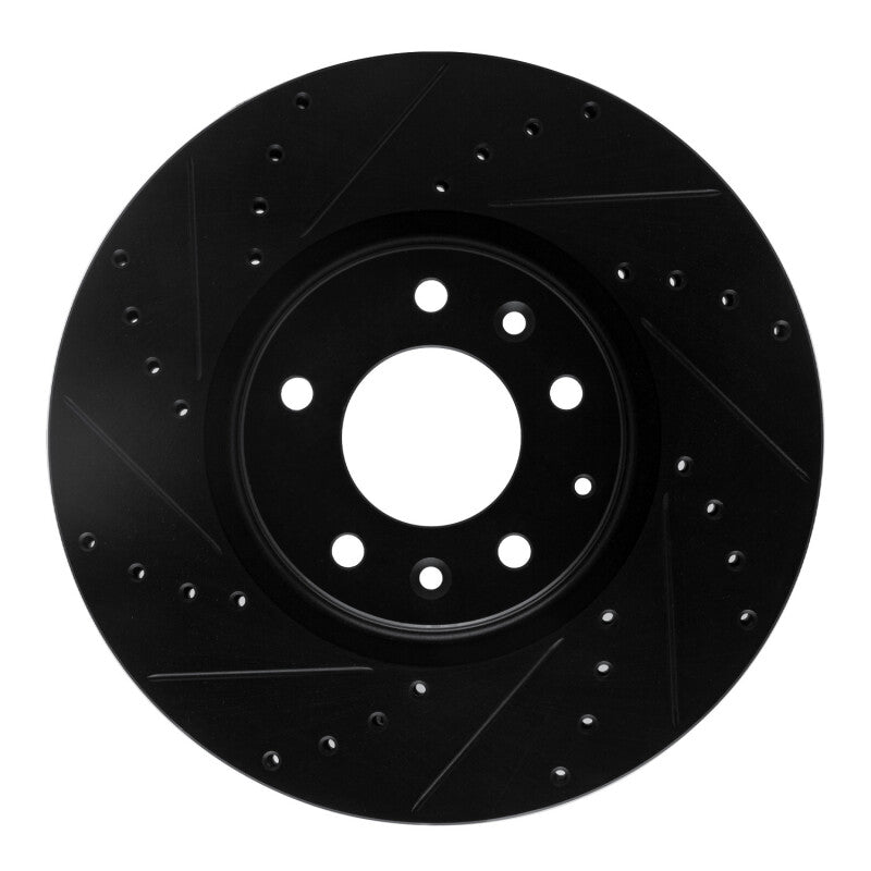 R1 06-07 Mazda 6 Front Left Drilled & Slotted Black Brake Rotor-Brake Rotors - Slot & Drilled-Grocery Getter Performance