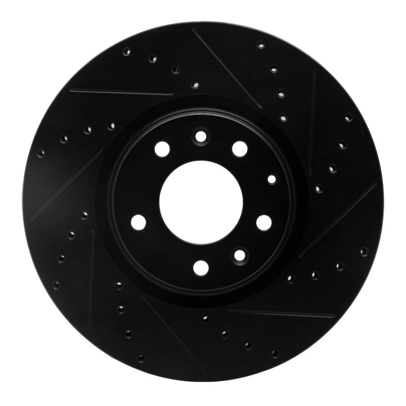 R1 06-07 Mazda 6 Front Right Drilled & Slotted Black Brake Rotor-Brake Rotors - Slot & Drilled-Grocery Getter Performance