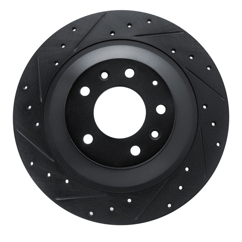 R1 06-07 Mazda 6 Rear Left Drilled & Slotted Black Brake Rotor-Brake Rotors - Slot & Drilled-Grocery Getter Performance
