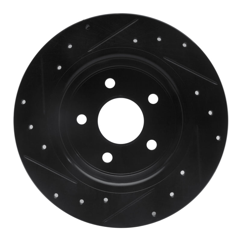 R1 06-07 Mazda 6 Rear Right Drilled & Slotted Black Brake Rotor-Brake Rotors - Slot & Drilled-Grocery Getter Performance