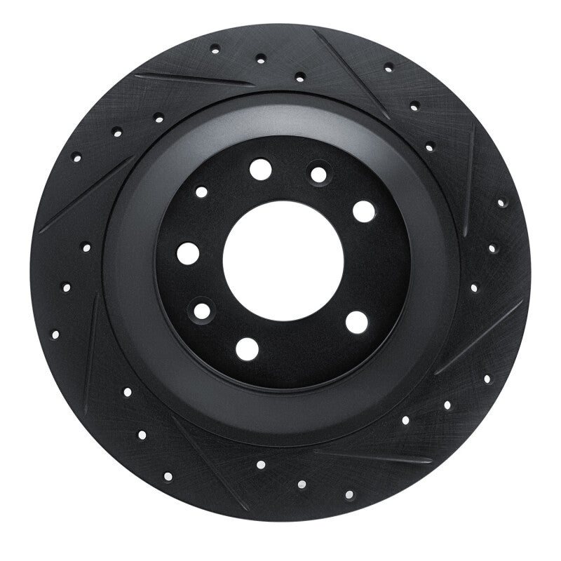 R1 06-07 Mazda 6 Rear Right Drilled & Slotted Black Brake Rotor-Brake Rotors - Slot & Drilled-Grocery Getter Performance