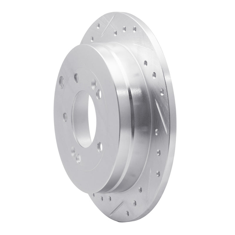 R1 06-09 Hyundai AZERA Rear Left Drilled & Slotted Silver Brake Rotor-Brake Rotors - Slot & Drilled-Grocery Getter Performance