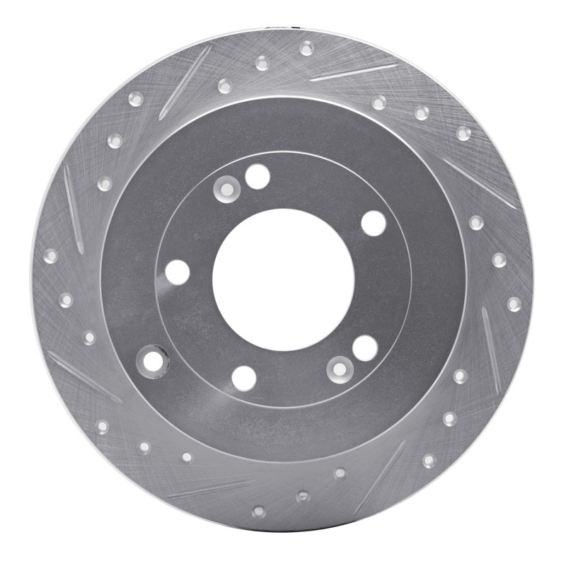 R1 06-09 Hyundai AZERA Rear Left Drilled & Slotted Silver Brake Rotor-Brake Rotors - Slot & Drilled-Grocery Getter Performance