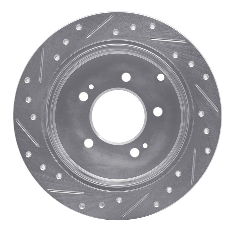 R1 06-09 Hyundai AZERA Rear Right Drilled & Slotted Silver Brake Rotor-Brake Rotors - Slot & Drilled-Grocery Getter Performance