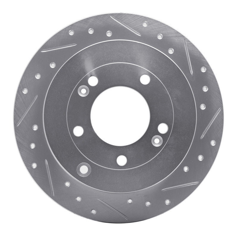 R1 06-09 Hyundai AZERA Rear Right Drilled & Slotted Silver Brake Rotor-Brake Rotors - Slot & Drilled-Grocery Getter Performance