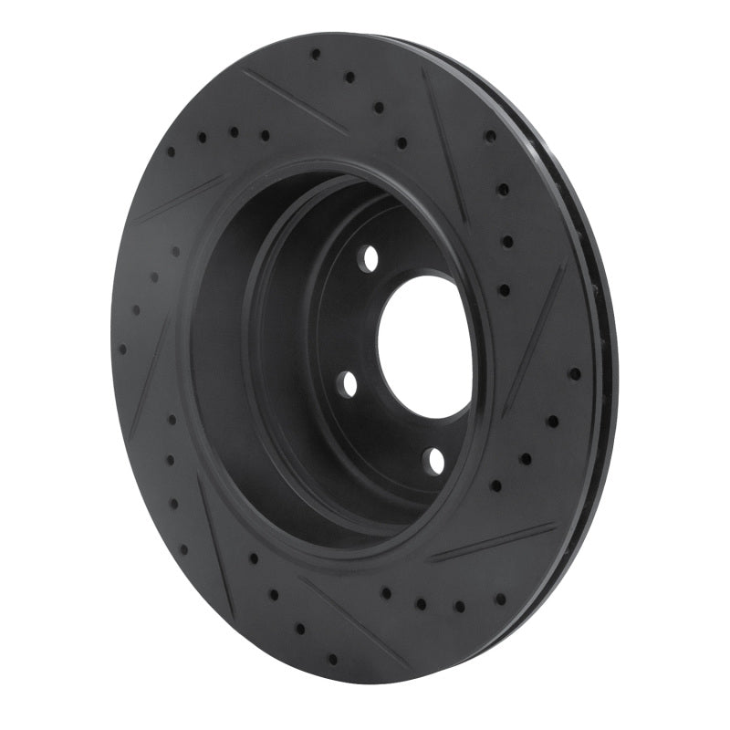 R1 06-10 BMW 528I xDrive Rear Left Drilled & Slotted Black Brake Rotor-Brake Rotors - Slot & Drilled-Grocery Getter Performance