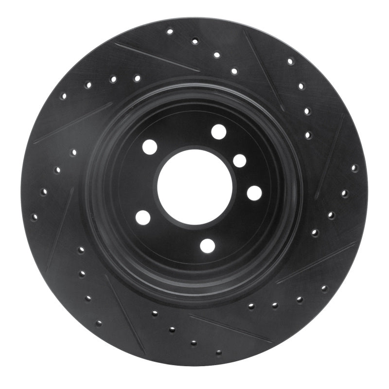 R1 06-10 BMW 528I xDrive Rear Left Drilled & Slotted Black Brake Rotor-Brake Rotors - Slot & Drilled-Grocery Getter Performance