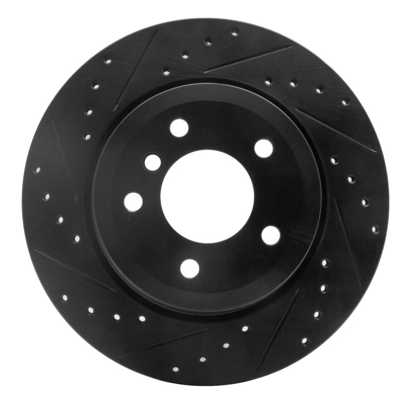 R1 06-10 BMW 528I xDrive Rear Left Drilled & Slotted Black Brake Rotor-Brake Rotors - Slot & Drilled-Grocery Getter Performance