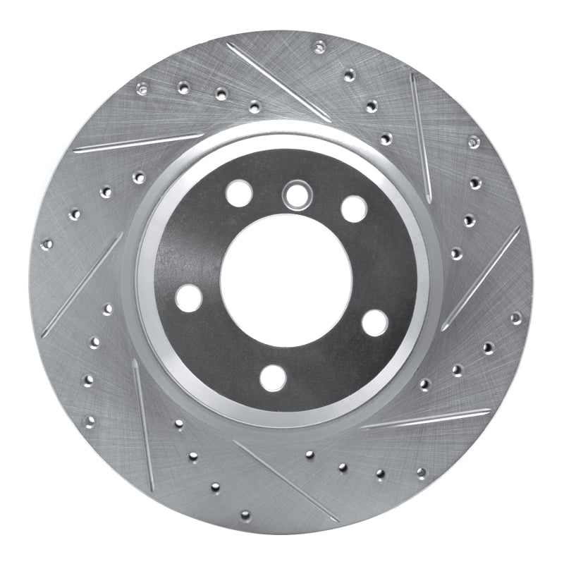 R1 06-12 BMW 330I Front Right Drilled & Slotted Silver Brake Rotor-Brake Rotors - Slot & Drilled-Grocery Getter Performance