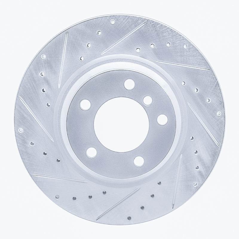 R1 06-12 BMW 330XI Front Left Drilled & Slotted Silver Brake Rotor-Brake Rotors - Slot & Drilled-Grocery Getter Performance