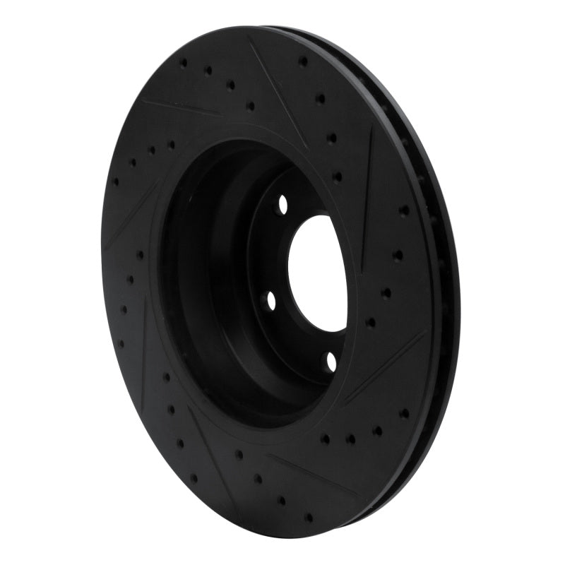 R1 06-12 BMW X1 (USA/Canada) Front Left Drilled & Slotted Black Brake Rotor-Brake Rotors - Slot & Drilled-Grocery Getter Performance