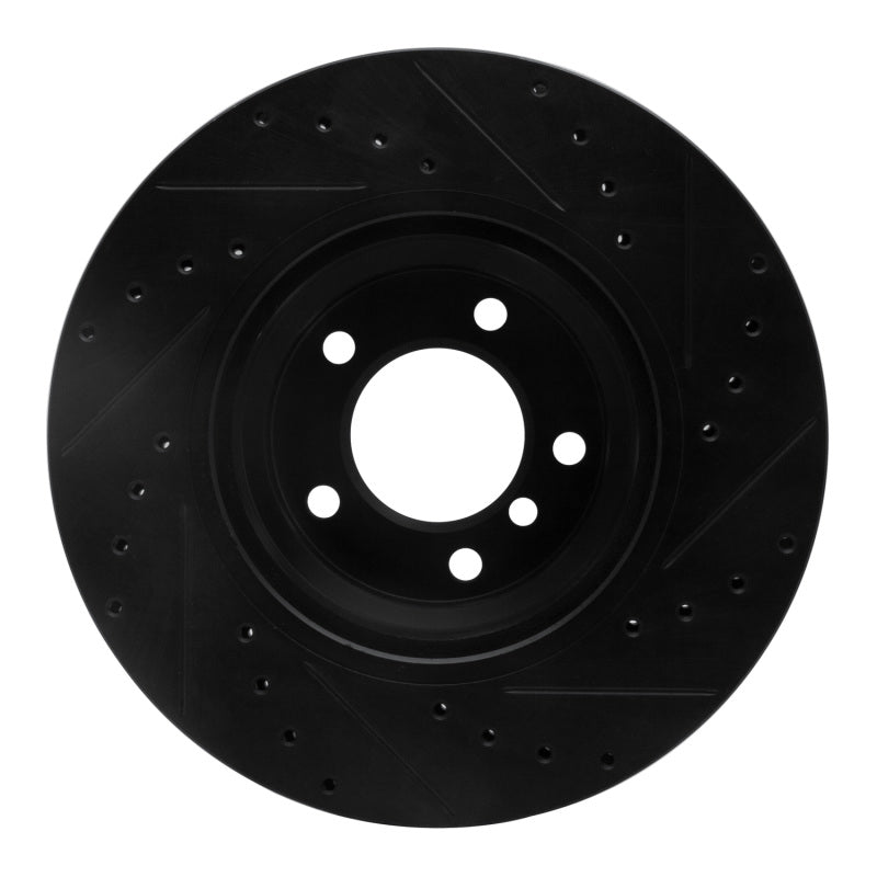R1 06-12 BMW X1 (USA/Canada) Front Left Drilled & Slotted Black Brake Rotor-Brake Rotors - Slot & Drilled-Grocery Getter Performance