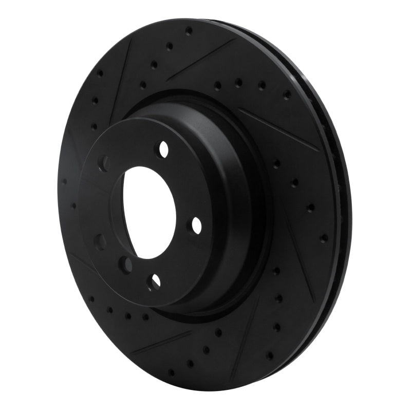 R1 06-12 BMW X1 (USA/Canada) Front Left Drilled & Slotted Black Brake Rotor-Brake Rotors - Slot & Drilled-Grocery Getter Performance